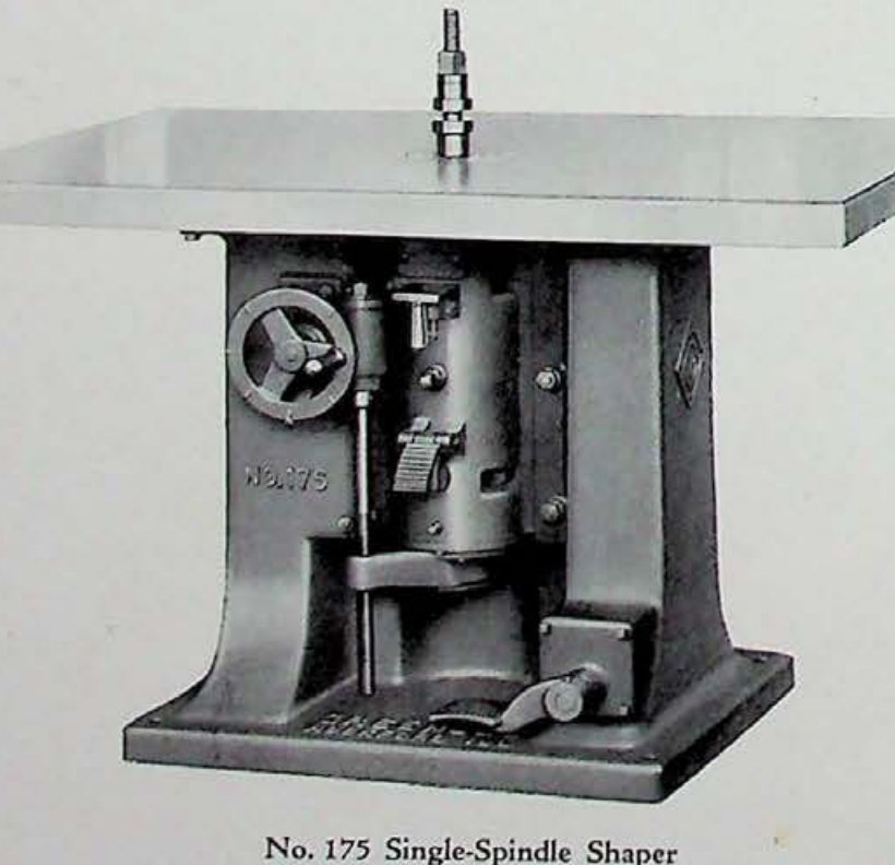 The No. 175 Single-Spindle Shaper as illustrated in the Greenlee electric-shaper bulletin
