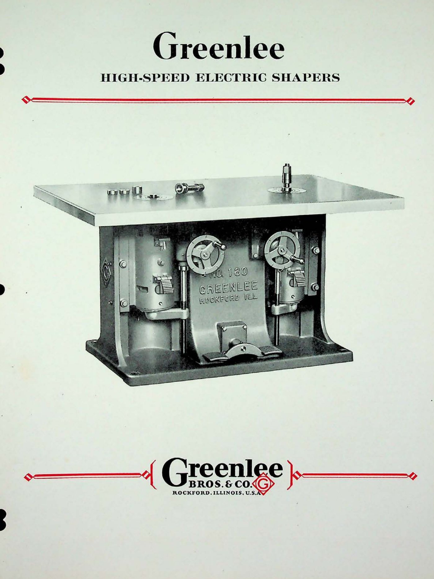 Bulletin cover: the No. 180 Double-Spindle Shaper