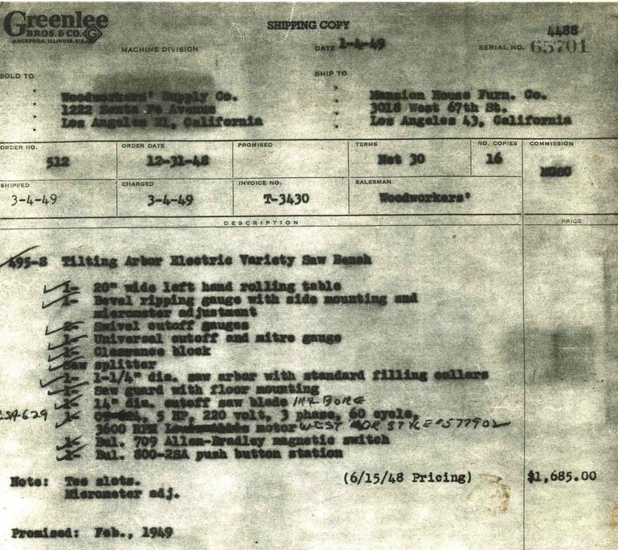 Factory shipping copy - sold to Los Angeles (1949)